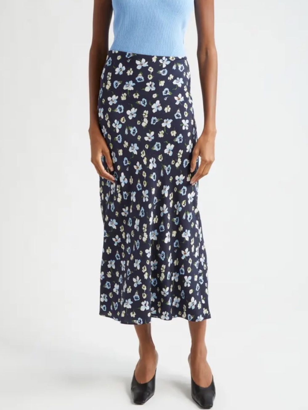 Veronica Beard Clover Floral Silk Blend Slip Skirt Preppy Classic Womens 8